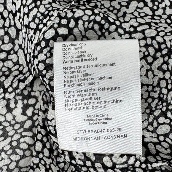 Anine Bing NEW Abigail 100% Silk Abstract Print Blouse Black White Small Sheer - Picture 9 of 12